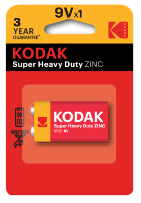 Батарейка солевая Kodak 6F22-1BL/Крона, 9V (1 шт)