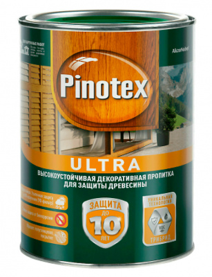 Антисептик Pinotex ULTRA с лаком бесцветный для наружных работ  1л до 10 лет