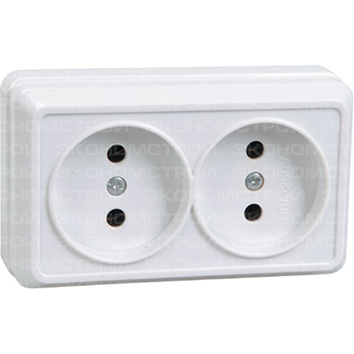 Розетка двойная, без заземления 10А, открытой установки, белая РС22-2-ОБ ОКТАВА (ERO20-K01-10-DC) купить в отделе магазина Экономстрой
