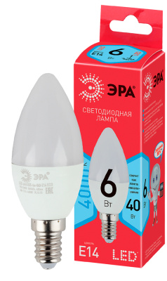 Лампа светодиодная Эра Red Line LED B35-6W-840-E14 R E14 / Е14, свеча, 6 Вт, 480lm 4000К, Б0051057 купить в отделе магазина Экономстрой