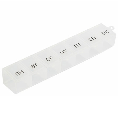 Таблетница Ecos, 7 секций, прозрачный, 16х3,5х2,3 см