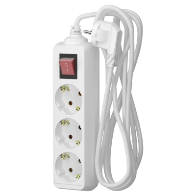 Удлинитель сетевой Фотон, с выключателем, с заземлением, 16А, белый, 3 розетки, 5 м купить в отделе магазина Экономстрой
