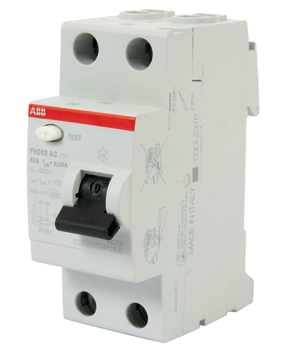 Устройство защитного отключения (УЗО) ABB FH202, 2P, 63А, 30мA, тип AC, 2CSF202004R1630 купить в отделе УЗО магазина Экономстрой