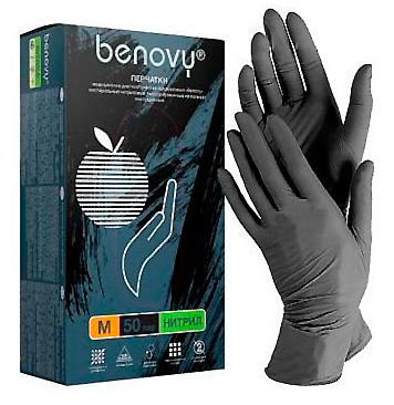 Перчатки нитриловые Benovy, чёрные, размер M купить в отделе магазина Экономстрой