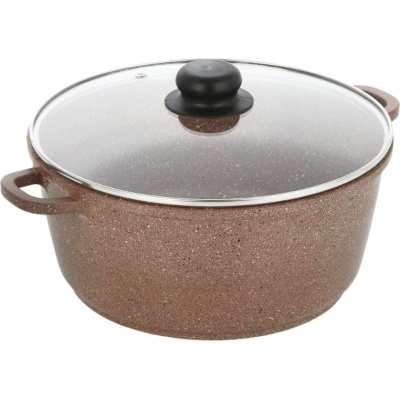 Казан (кастрюля) со стеклянной крышкой Dariis Гранит ELZ-6-к-d, индукция, коричневый, 5,7 л, 26 см купить в отделе магазина Экономстрой