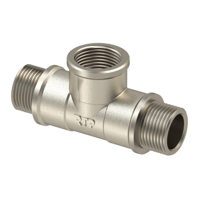 Тройник латунь, наружняя-внутренняя-наружняя резьба, RTP (РосТурПласт) 42252, G 1/2" купить в отделе магазина Экономстрой