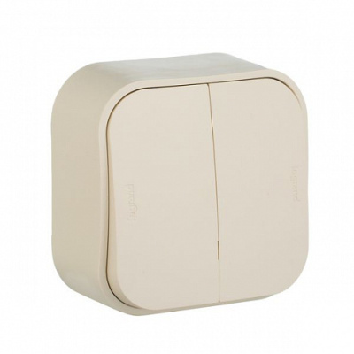 Выключатель 2-х клавишный, 10A слоновая кость QUTEO (782232)