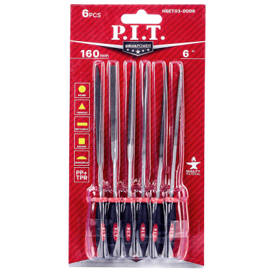 Набор надфилей P.I.T. HSET03-0006 (6 шт, №3, 200/100 мм, перекрестная насечка, двухкомпонентная рукоятка) купить в отделе магазина Экономстрой