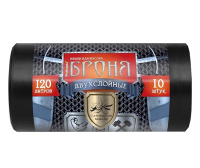 Мешки для мусора 120 л в рулоне «БРОНЯ» Ромашка черный ВР-0010	