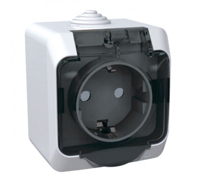 Розетка 1 местная, с заземлением, открытой установки, с крышкой 16А 250В Белая IP44 Этюд Schneider Electric (PA16-044B) купить в отделе магазина Экономстрой