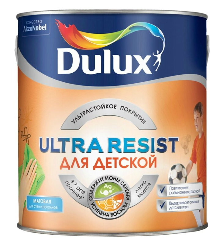Краска ВД DULUX ULTRA RESIST 2,5 л, для детской матовая BW 16150 купить в отделе Для стен и потолков магазина Экономстрой