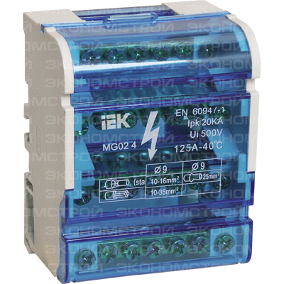 Шина на DIN-рейку в корпусе (кросс-модуль) 3L+PEN 4х7 (латунь,пластик) купить в отделе магазина Экономстрой