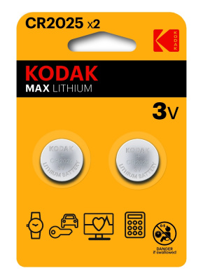 Батарейка литиевая Kodak Мax Lithium CR2025 BL2, 3V (2 шт) купить в отделе магазина Экономстрой