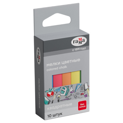 Мел школьный Гамма, набор 10 цветов, мягкий, квадратная форма, 0909194 купить в отделе магазина Экономстрой
