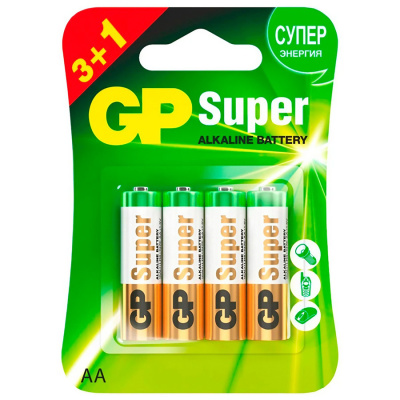Алкалиновые батарейки GP Super Alkaline G-Tech 15А 3+1 / АА, 1,5V (4 шт)
