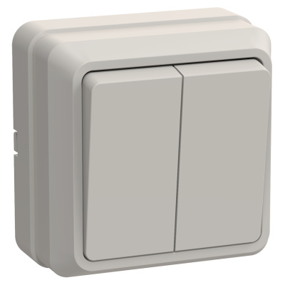 Выключатель 2 клавишный IEK, Октава, ВС20-2-0-ОКм, бежевый