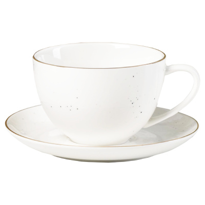 Чайная пара фарфоровая Доляна &quot;Млечный путь&quot;, белый, 2 предмета (чашка 220 мл, блюдце d 13,5 см)