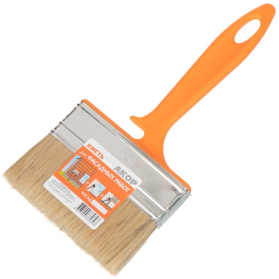 Кисть плоская Акор для фасадных работ, натуральная щетина, 120х35 мм купить в отделе магазина Экономстрой