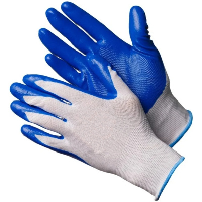 Перчатки нейлоновые, с нитриловым покрытием Стандарт, бело-синие купить в отделе магазина Экономстрой