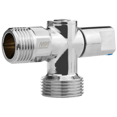 Кран шаровой угловой для бытовой техники, ручка сбоку, хромированная латунь, наружная-наружная резьба, MPF (MasterProf) ИС.081201, 1/2"х3/4" купить в отделе магазина Экономстрой