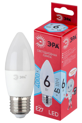 Лампа светодиодная Эра Red Line LED B35-6W-840-E27 R Е27 / E27, свеча, 6 Вт, 480lm 4000К, Б0050232 купить в отделе магазина Экономстрой
