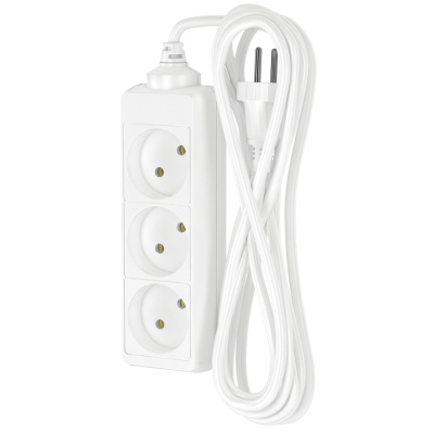 Удлинитель сетевой Фотон, 10А, белый, 3 розетки, 5 м купить в отделе магазина Экономстрой