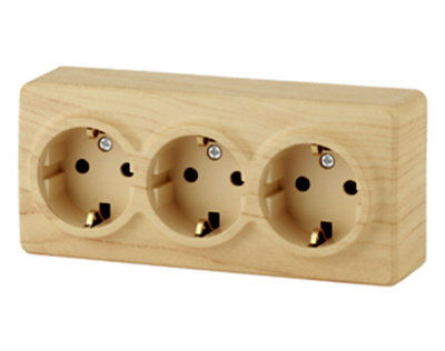 Розетка IP20 с заземлением, тройная 3х2Р+Е, 16А 250В, сосна, открытой установки, 11-2208-11 ЭРА ЭКСПЕРТ (Б0020702) купить в отделе магазина Экономстрой