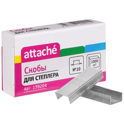 Скобы для степлера Attache, №10, оцинкованные, 2-20 листов, 1000 шт/уп