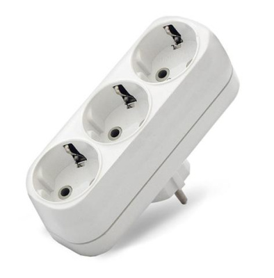 Тройник 3 гнезда, с заземлением, белый А303, 16А UNIVersal ETM9809004 купить в отделе магазина Экономстрой