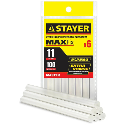 Стержни клеевые Stayer, прозрачный, 11х100 мм, 6 шт купить в отделе магазина Экономстрой