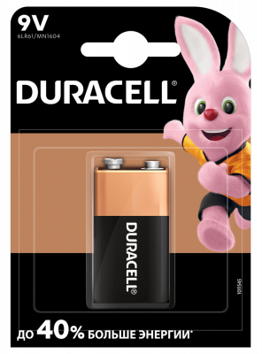 Батарейка алкалиновая Duracell 6LR61/Крона-1BL, 9V (1 шт)