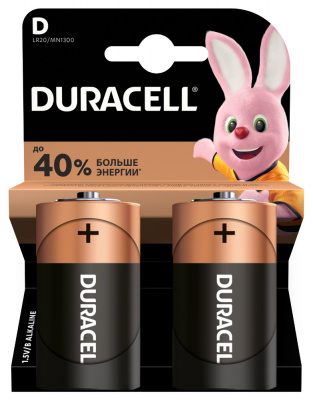 Батарейка щелочная Duracell LR20-2BL / D, 1,5V (2 шт)