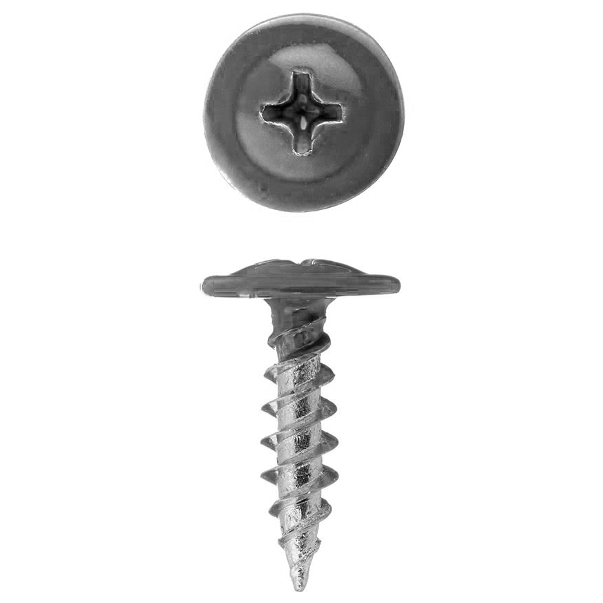 Саморез по металлу острый с прессшайбой RAL 7024, серый графит, 4,2х16 мм (20 шт) купить в отделе Саморезы полусфера с прессшайбой цинк магазина Экономстрой