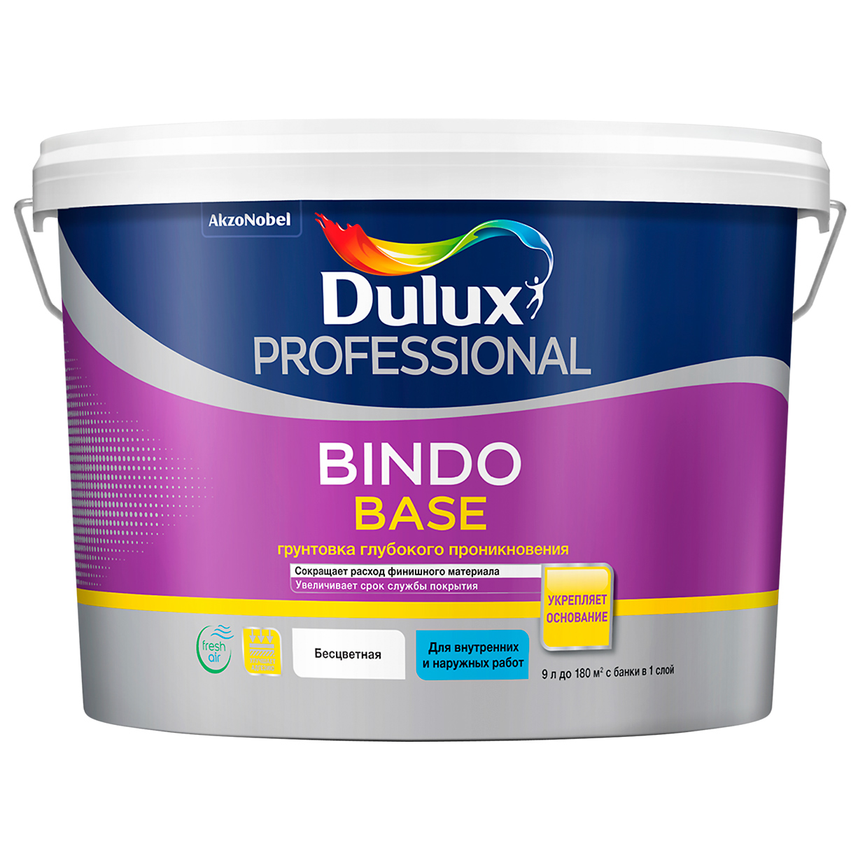 картинка Грунтовка универсальная Dulux Bindo Base глубого проникновения для наружных и внутренних работ, 2,5 л от магазина Экономстрой