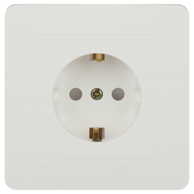 Розетка Intro, Style, с заземлением, со шторками, 2P+E, Schuko, 16А-250В, СУ, белый купить в отделе магазина Экономстрой