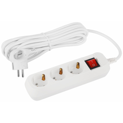Удлинитель бытовой с заземлением с выключателем Эра, Greenline, 3 гнезда, ПВС 3x1, 16A/3500Вт, 3 м купить в отделе магазина Экономстрой