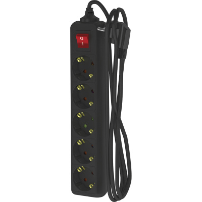 Удлинитель сетевой Фотон, с выключателем, с заземлением, 16А, черный, 5 розетки, 2 м купить в отделе магазина Экономстрой