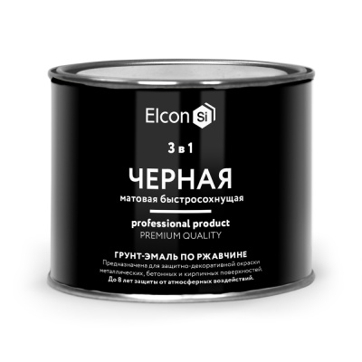 Грунт-эмаль по ржавчине 3 в 1 Elcon (матовая; черная), 0,4 кг