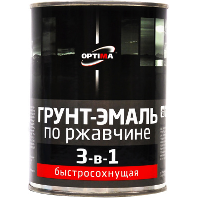 Быстросохнущая грунт-эмаль по ржавчине 3 в 1 Optima, графит, 0,8 кг