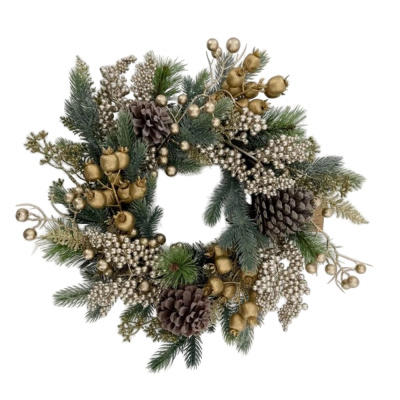 Венок еловый с ягодами и шишками, D41 см, зеленый/шампань купить в отделе магазина Экономстрой