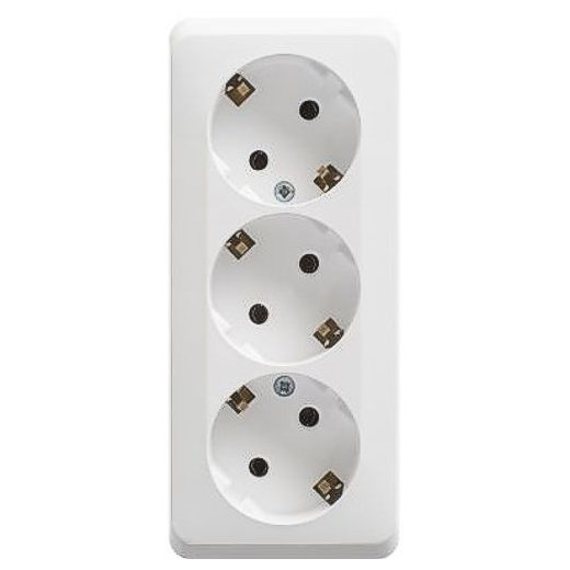 Розетка 3-х местная, с заземлением, открытой установки, 16А 250В Белая Этюд Schneider Electric (PA16-011B) купить в отделе Розетки электрические магазина Экономстрой