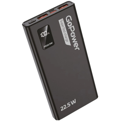 Внешний аккумулятор GoPower PB03-10, 10000 mAh, 3.0A, 22.5W, 2USB/Type-C, черный купить в отделе магазина Экономстрой