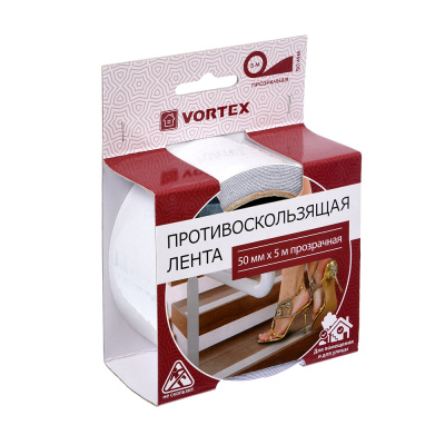 Лента противоскользящая 50 мм х 5 м прозрачная VORTEX 24169