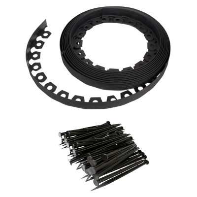 Гибкий бордюр Протэкт ПБГ-38/10 с колышками (30 шт), чёрный, 38 мм х 10 м купить в отделе магазина Экономстрой