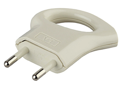 Вилка ЭРА угловая плоская без заземления V1 6A с кольцом белая купить в отделе магазина Экономстрой