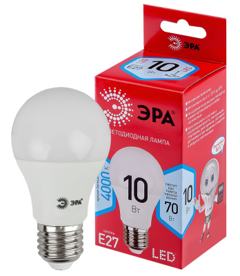 Лампа светодиодная Эра Red Line LED A60-10W-840-E27 R Е27 / E27, груша, 10 Вт, 800lm 4000К, Б0049635 купить в отделе магазина Экономстрой