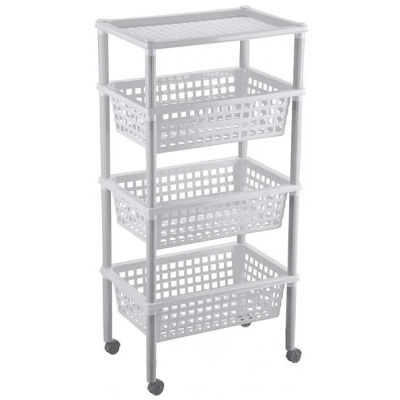 Этажерка Элиза, 3 корзины + 1 полка, светло-серый, 420х290х880 мм купить в отделе магазина Экономстрой