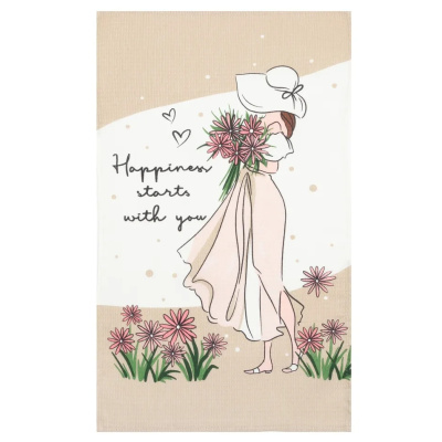 Полотенце вафля Доляна, &quot;Happiness&quot;, 100% хлопок, 35х60 см