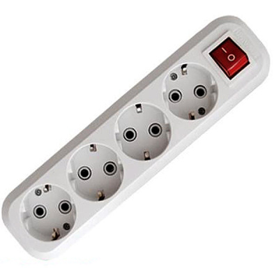 Колодка удлинителя 4 гнезда, с заземлением, с выключателем S304, АБС-пластик UNIVersal  купить в отделе магазина Экономстрой