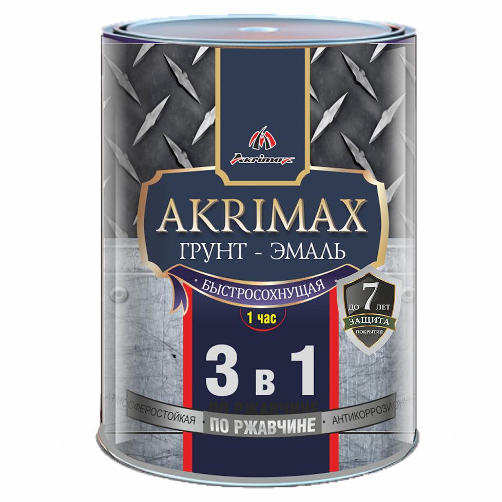 Быстросохнущая грунт-эмаль по ржавчине 3 в 1 Akrimax-Premium (матовая; графит), 0,8 кг купить в отделе По ржавчине магазина Экономстрой